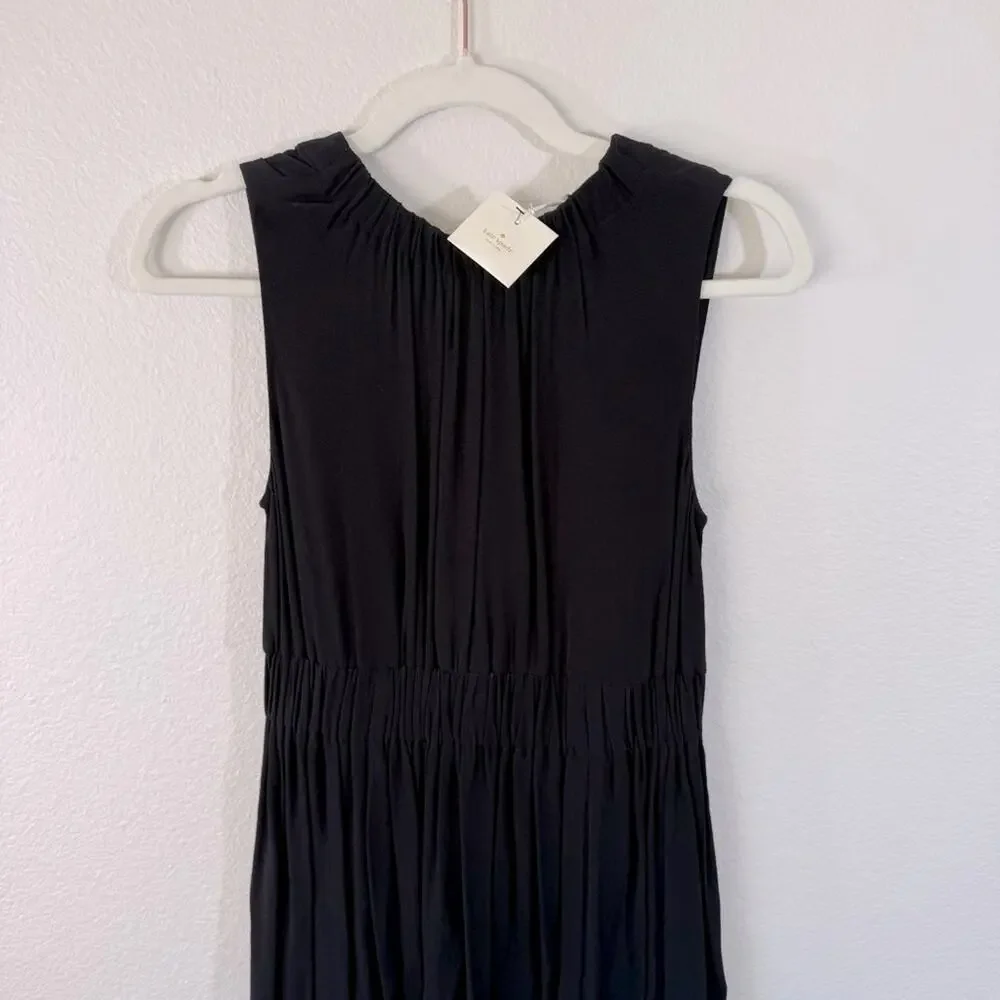 NWT KATE SPADE Rio De Janeiro Crepe Back Tie Black Midi Dress